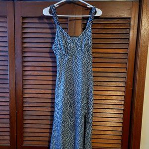 Floral Green Dress with Split Thigh